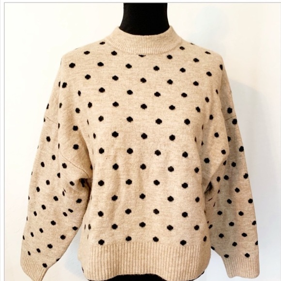 H&M Fine-Knit Polka Dot Wool Blend Sweater - Picture 3 of 6